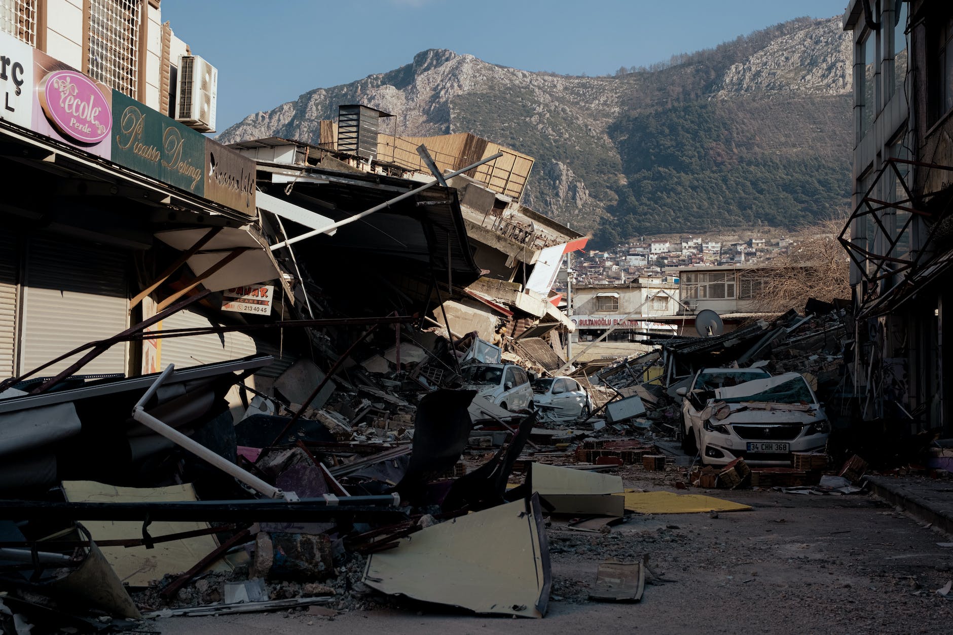 demolished building after earthquake